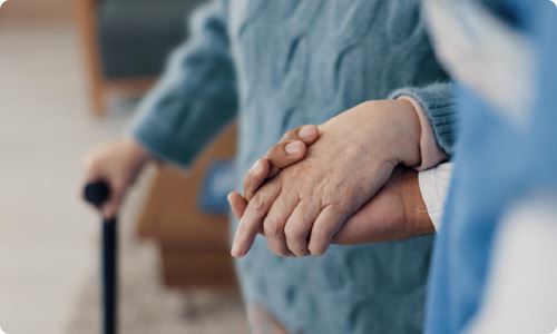 A non-medical home support staff helping an elderly adult