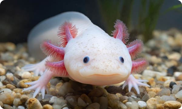 Close-up of an Axolotl in Underwater Habitat
