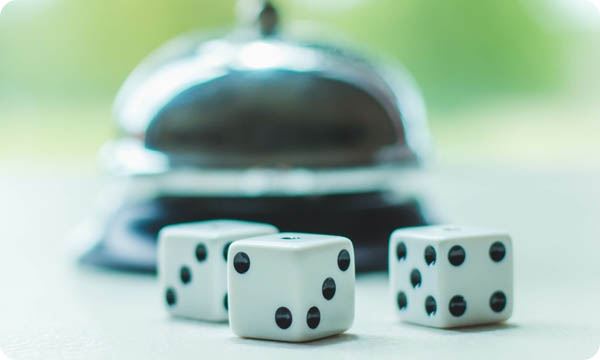 Bunco Set up with Dice and a Bell