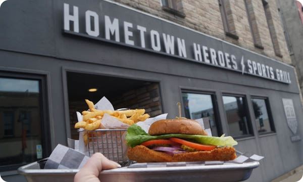 Exterior shot of the Hometown Heroes restaurant
