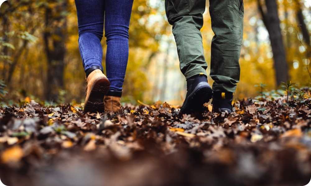 Group of people walking on a trail